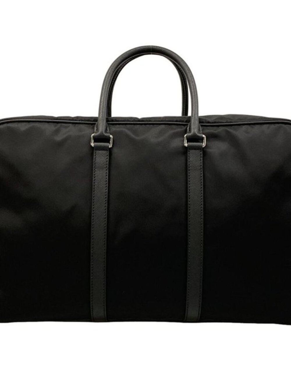 Prada Boston Bag Black Re-Nylon No Lock Leather - Picture 3 of 15